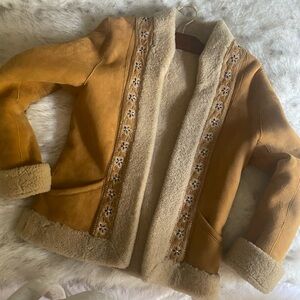 Suede Jacket (with flower and stone embellishments)